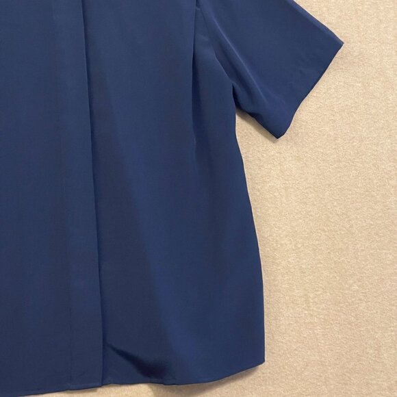 Notations Blouse Women's 10 Petite Navy Blue Short Sleeves - Picture 4 of 11